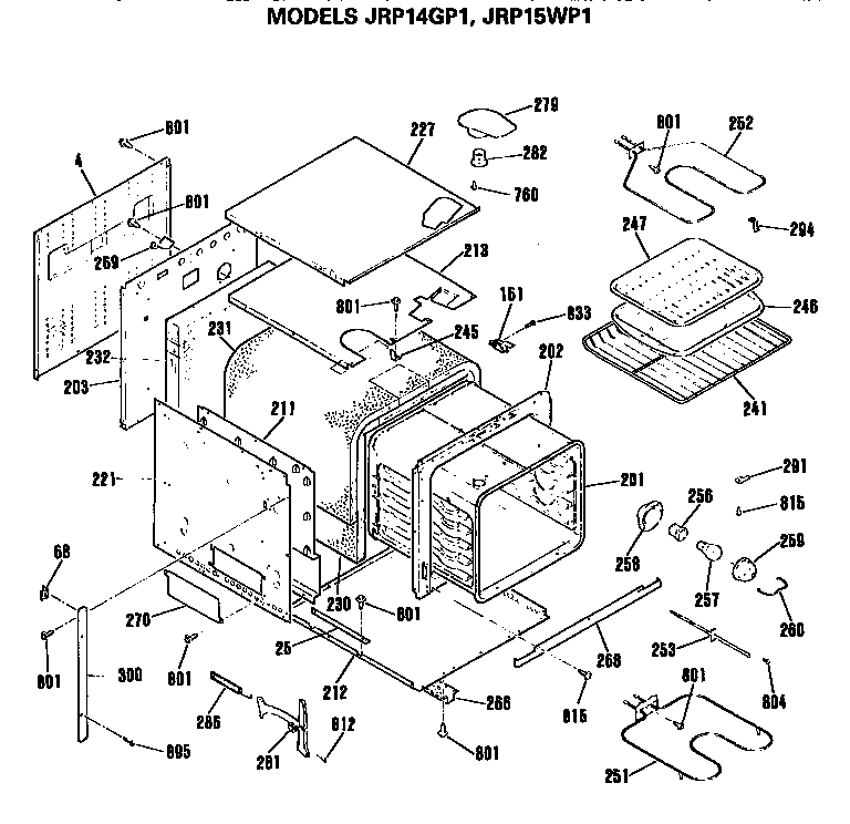 GE JRP15WP1WG oven diagram