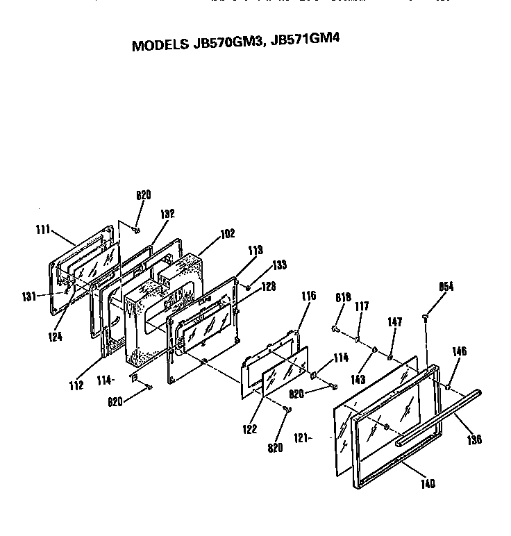 GE JB570GM3 door diagram