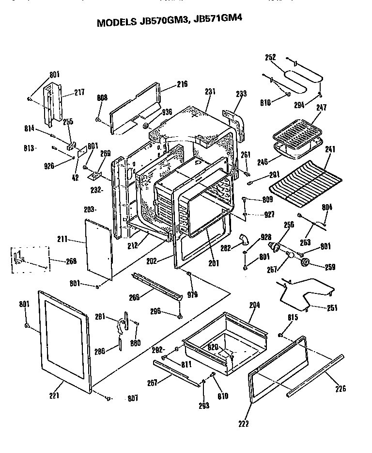 GE JB570GM3 main body diagram