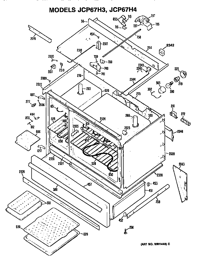 GE JCP67H4 main body diagram