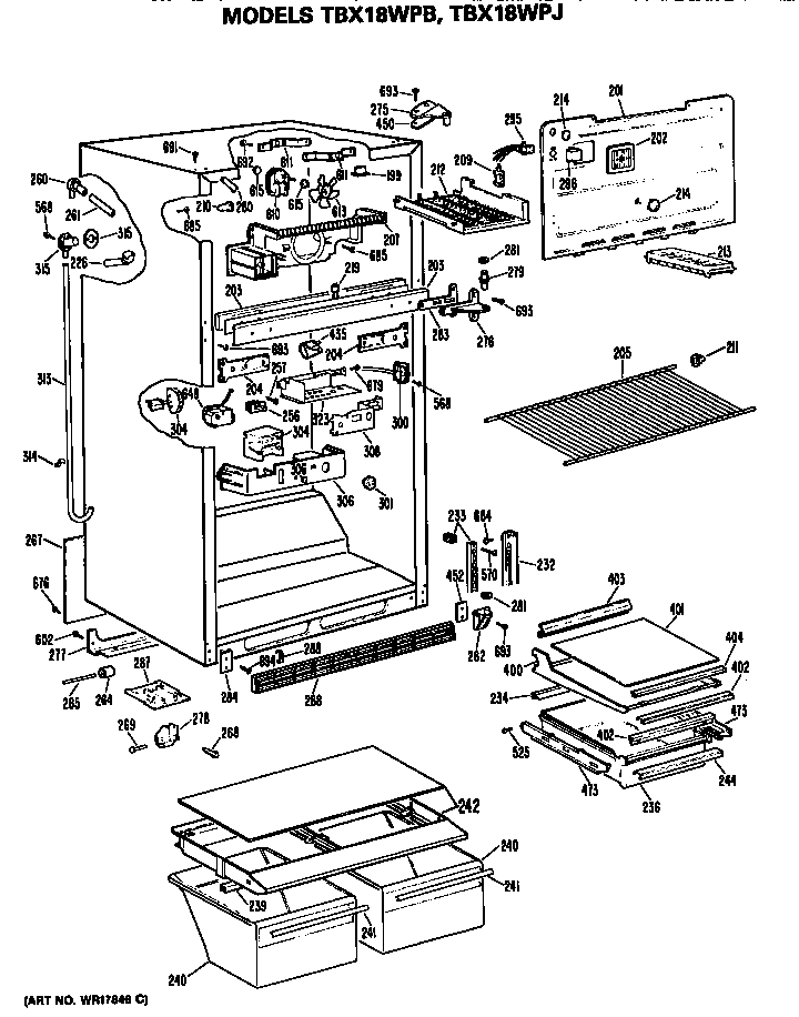 GE TBX18WPBRAD cabinet diagram
