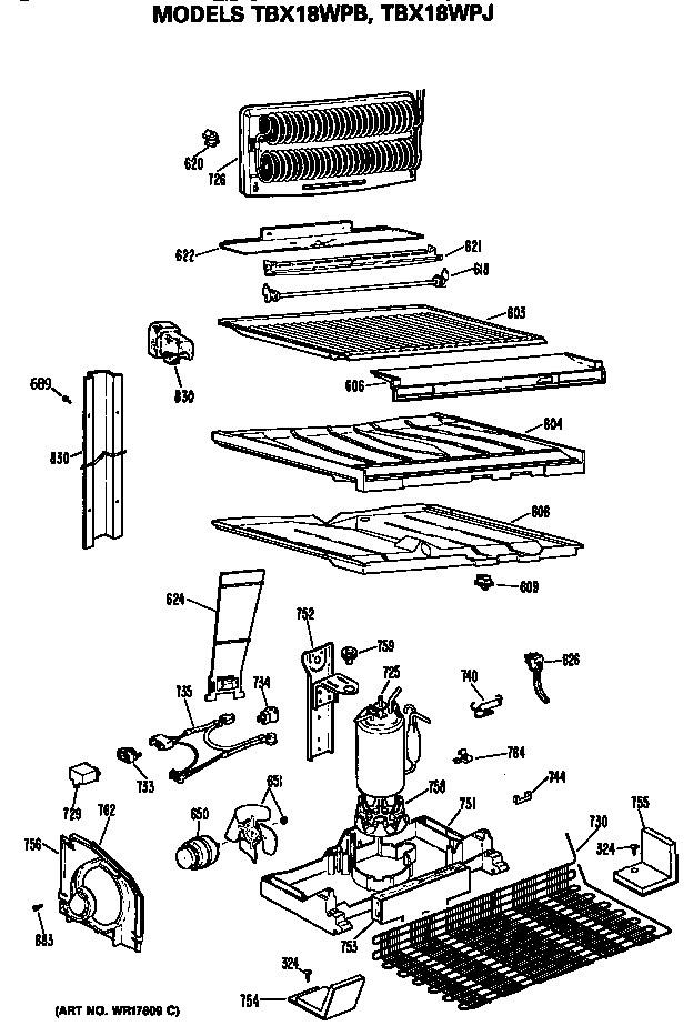 GE TBX18WPBRAD unit diagram
