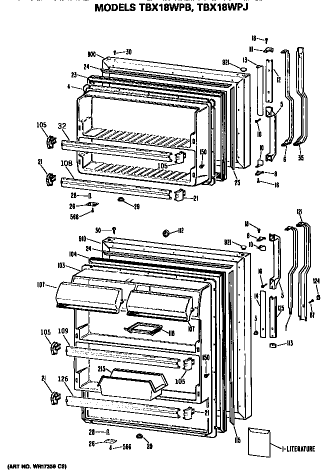 GE TBX18WPBRAD doors diagram