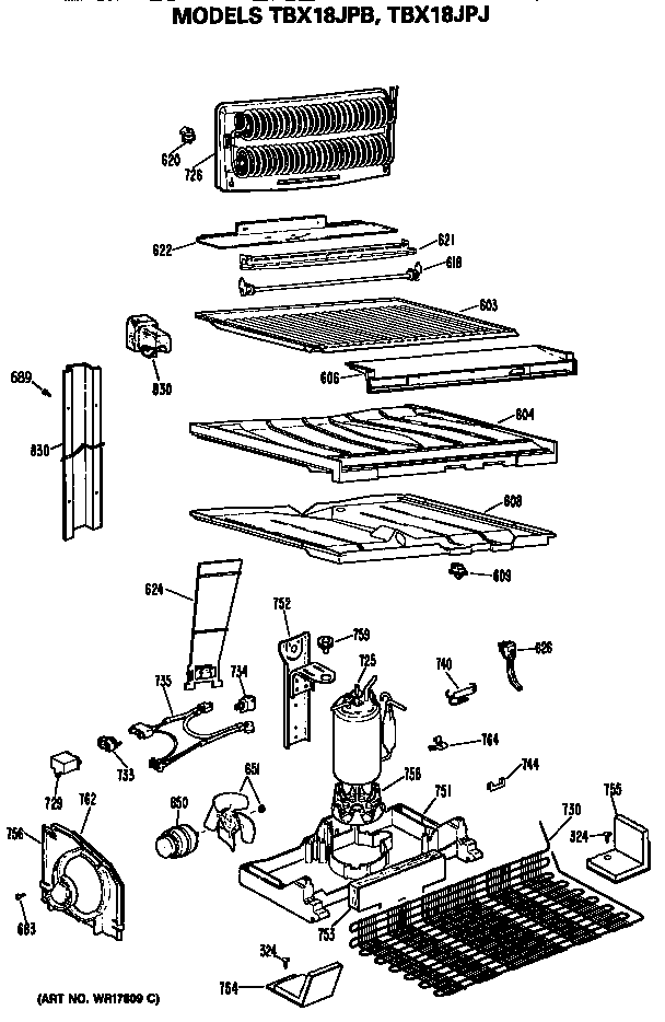 GE TBX18JPBRWH unit diagram