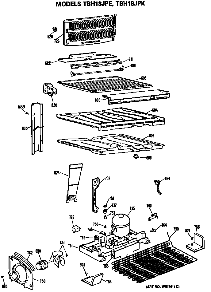 GE TBH18JPERAD unit diagram