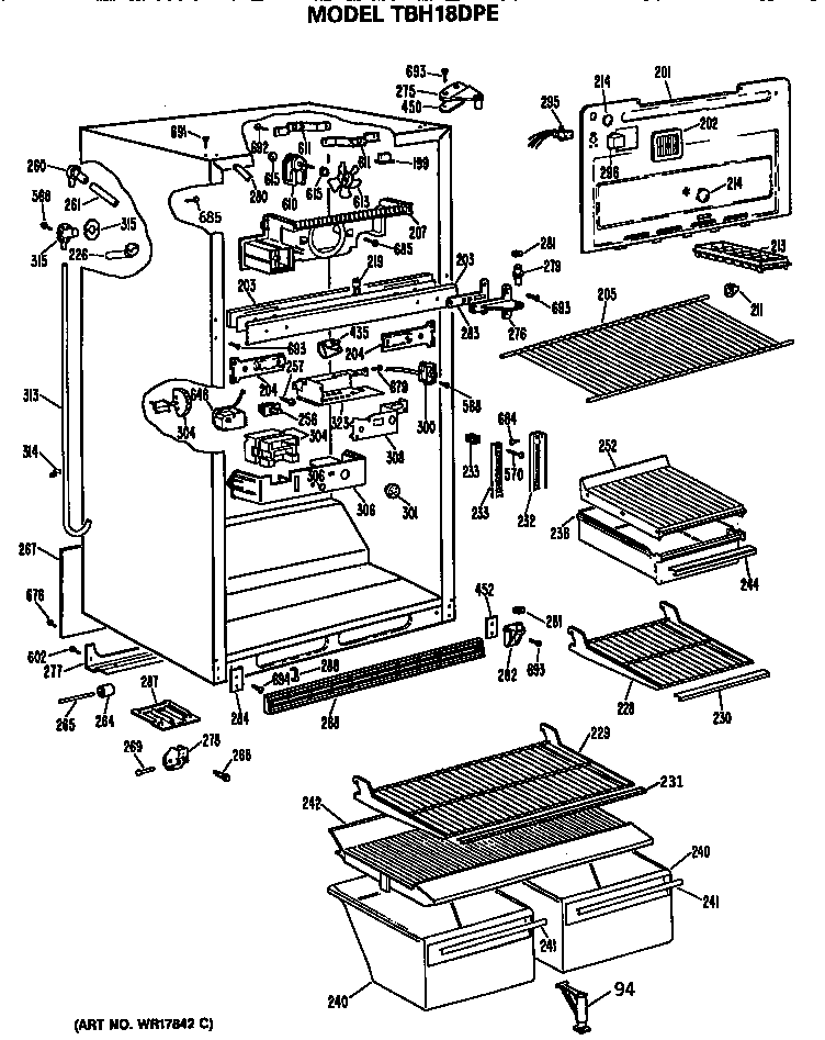 GE TBH18DPERWH cabinet diagram