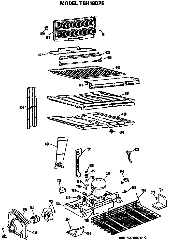 GE TBH18DPERWH unit diagram