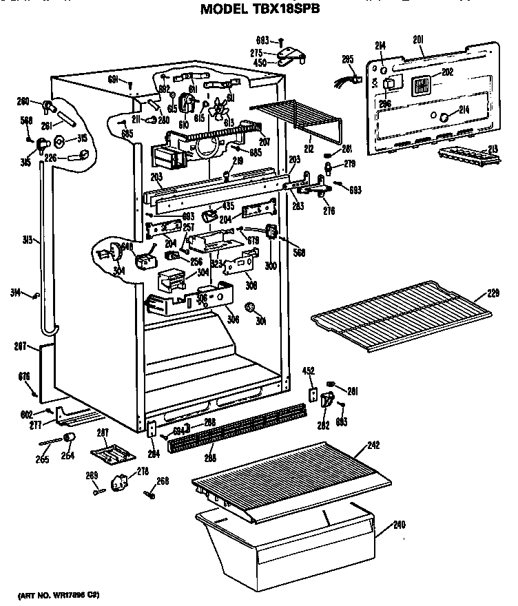 GE TBX18SPBRAD cabinet diagram
