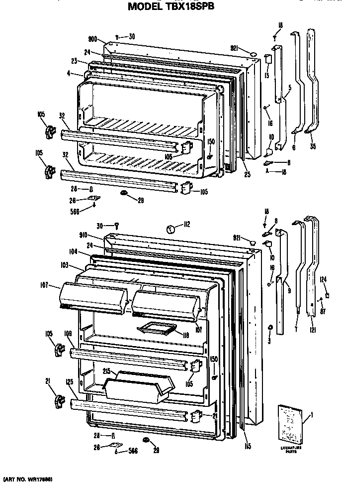 GE TBX18SPBRAD doors diagram