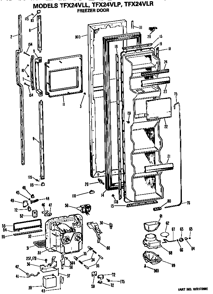 GE TFX24VLR freezer door diagram