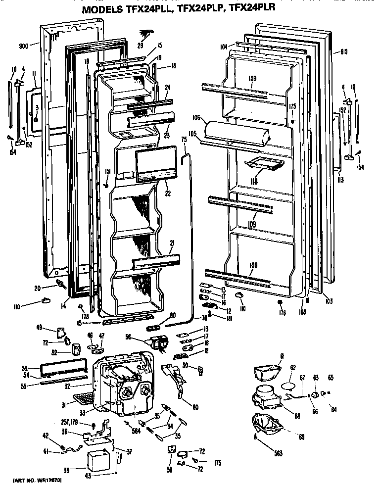 GE TFX24PLL doors diagram