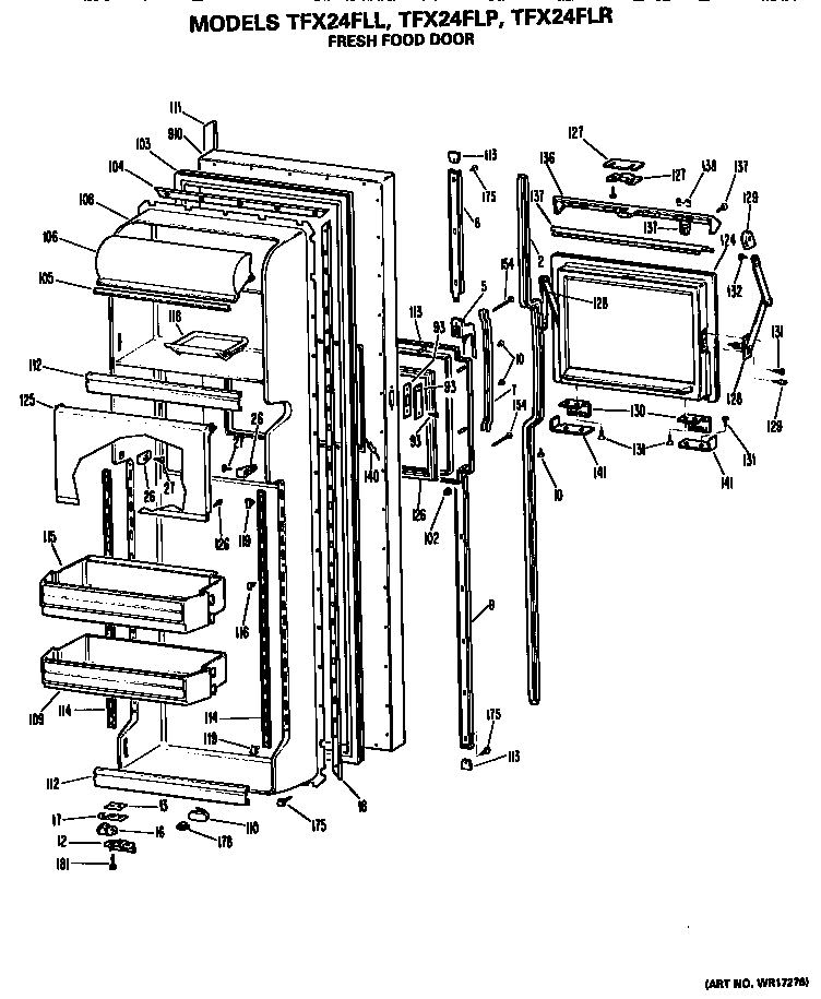 GE TFX24FLP fresh food door diagram