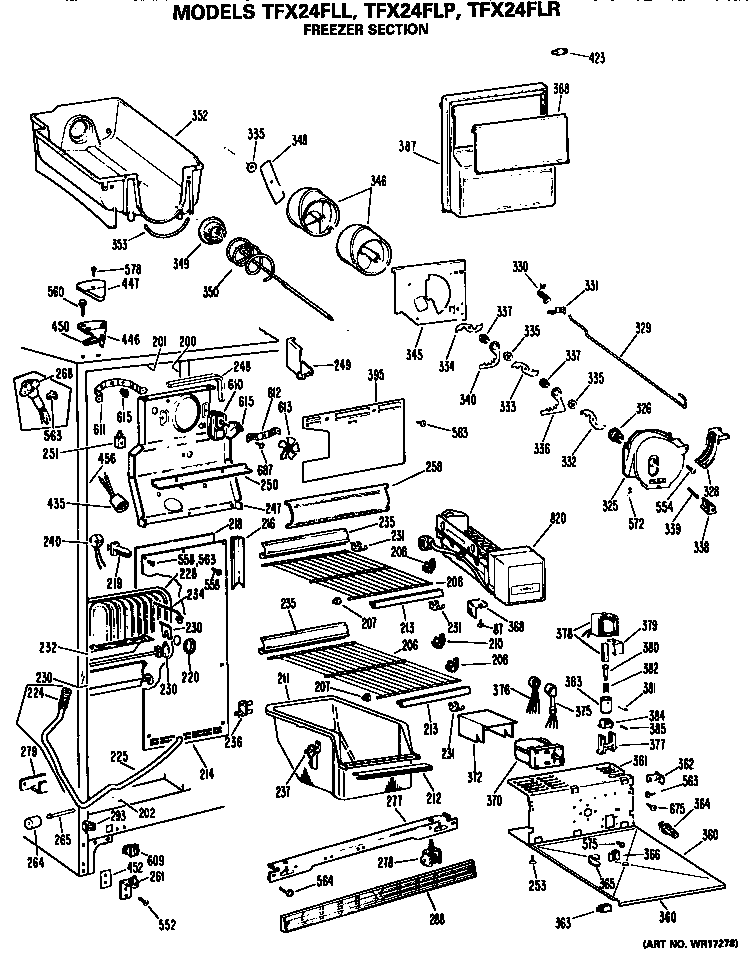 GE TFX24FLP freezer section diagram
