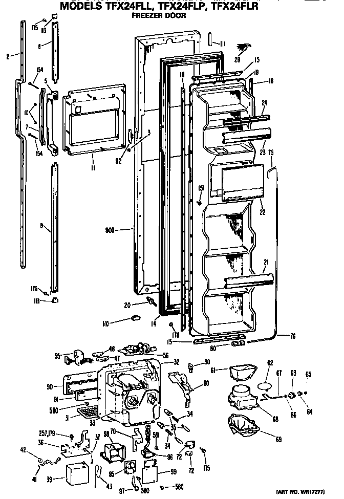 GE TFX24FLP freezer door diagram