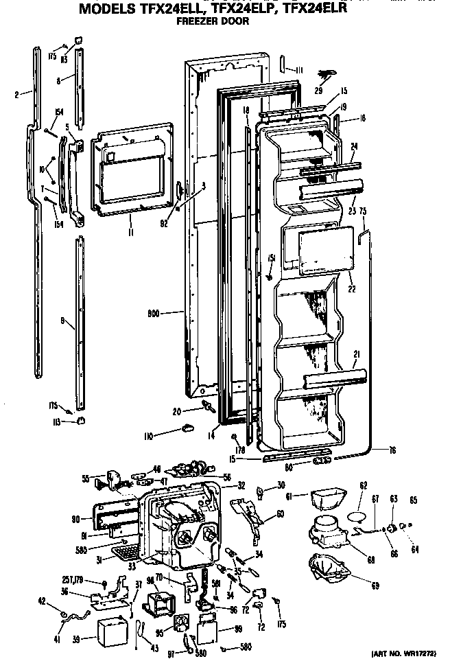 GE TFX24ELP freezer door diagram