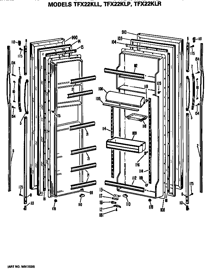 GE TFX22KLL doors diagram
