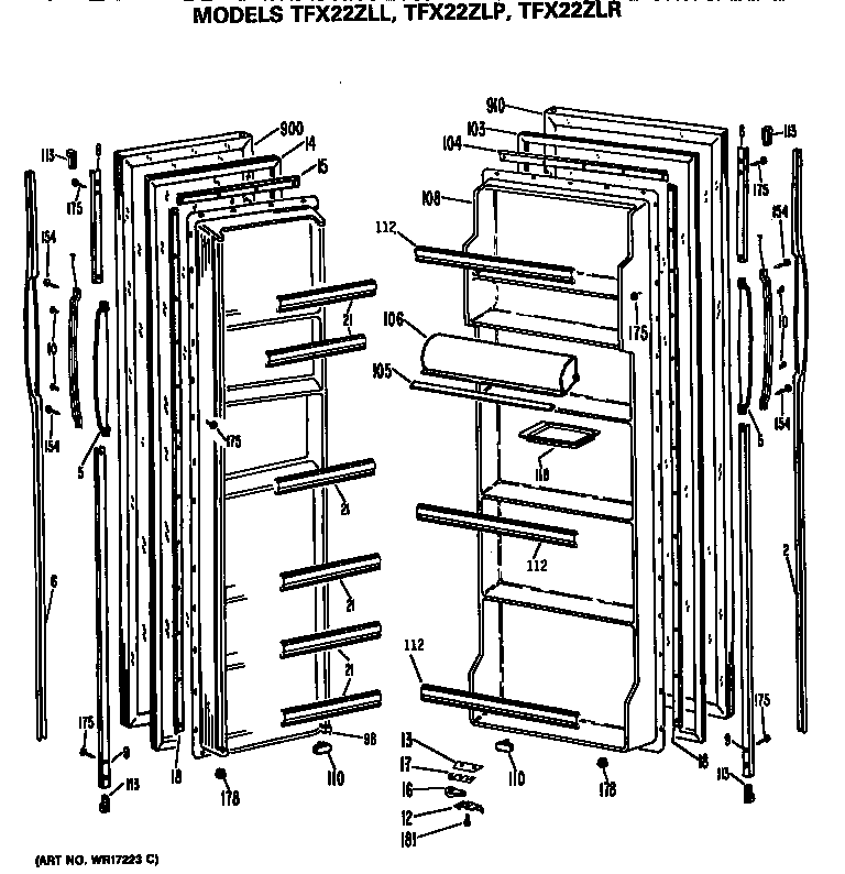 GE TFX22ZLR doors diagram