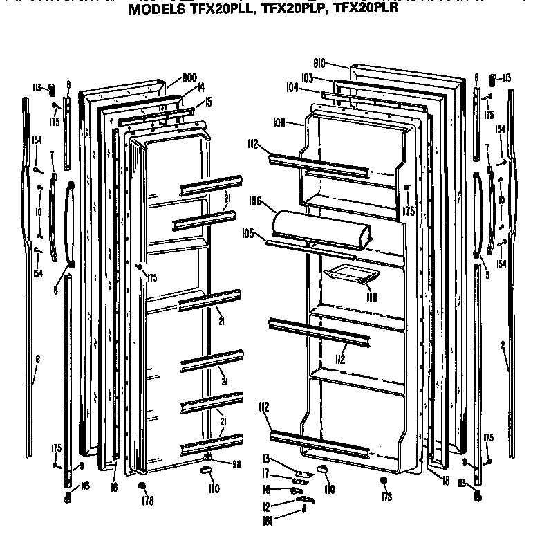 GE TFX20PLR doors diagram