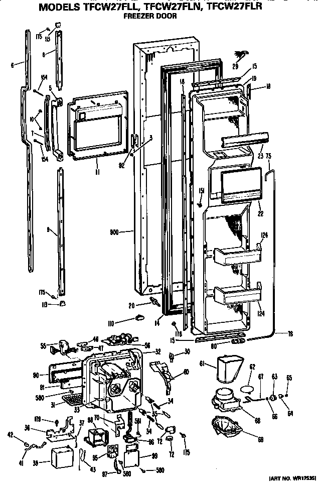 GE TFCW27FLR freezer door diagram