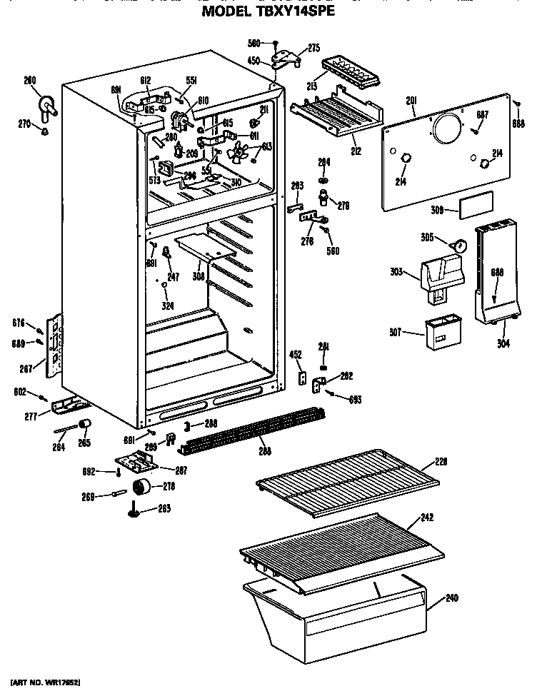 GE TBXY14SPELAD cabinet diagram