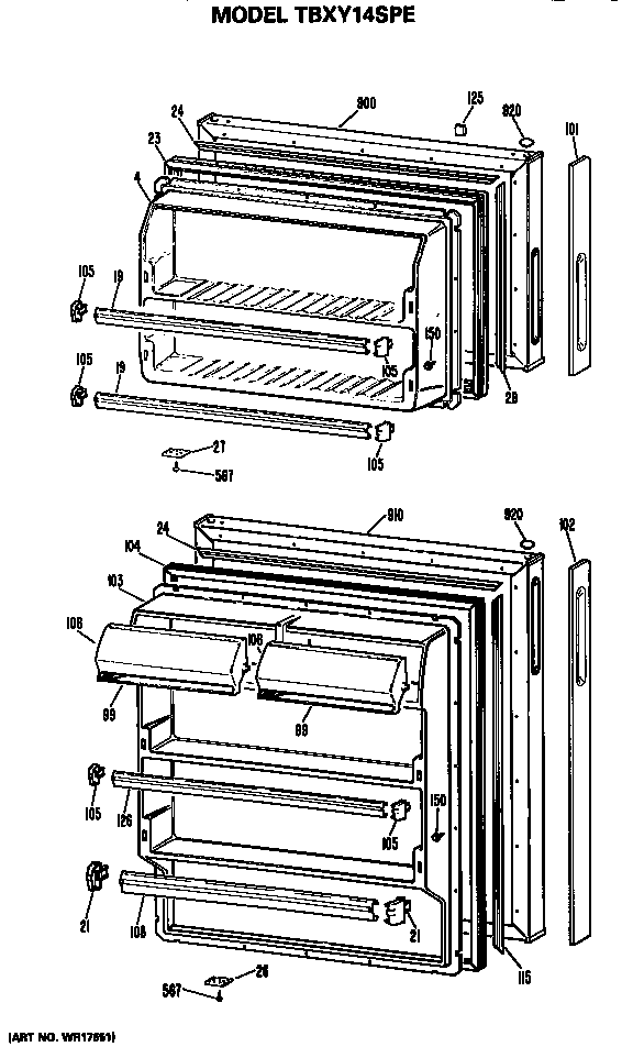 GE TBXY14SPELAD doors diagram