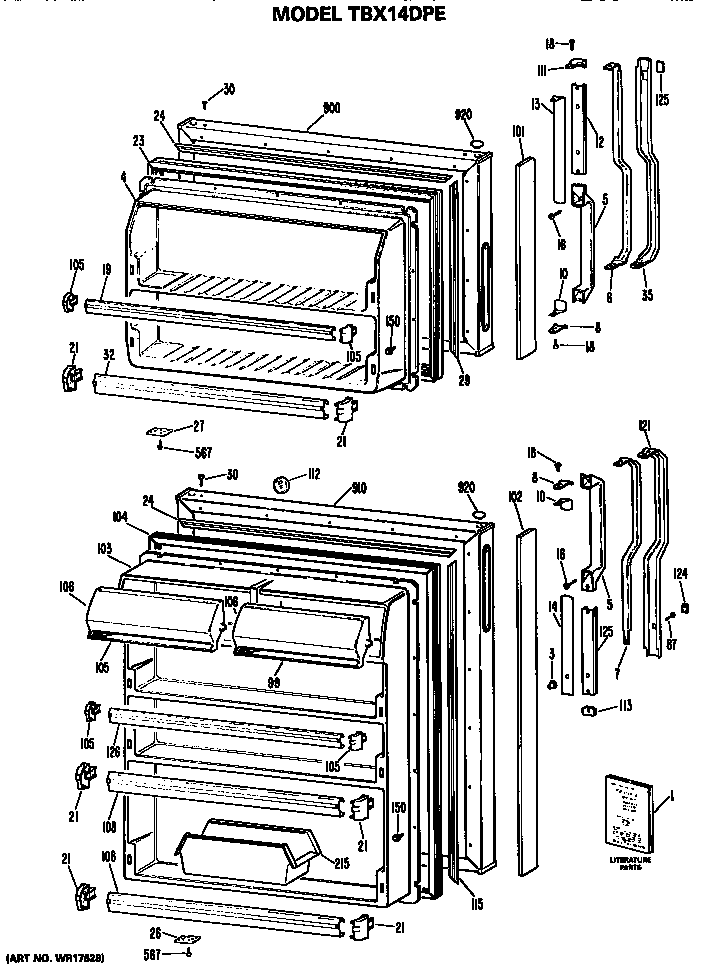 GE TBX14DPERWH doors diagram
