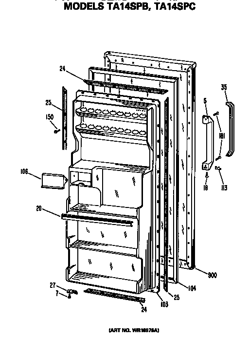 GE TA14SPCLWH door diagram