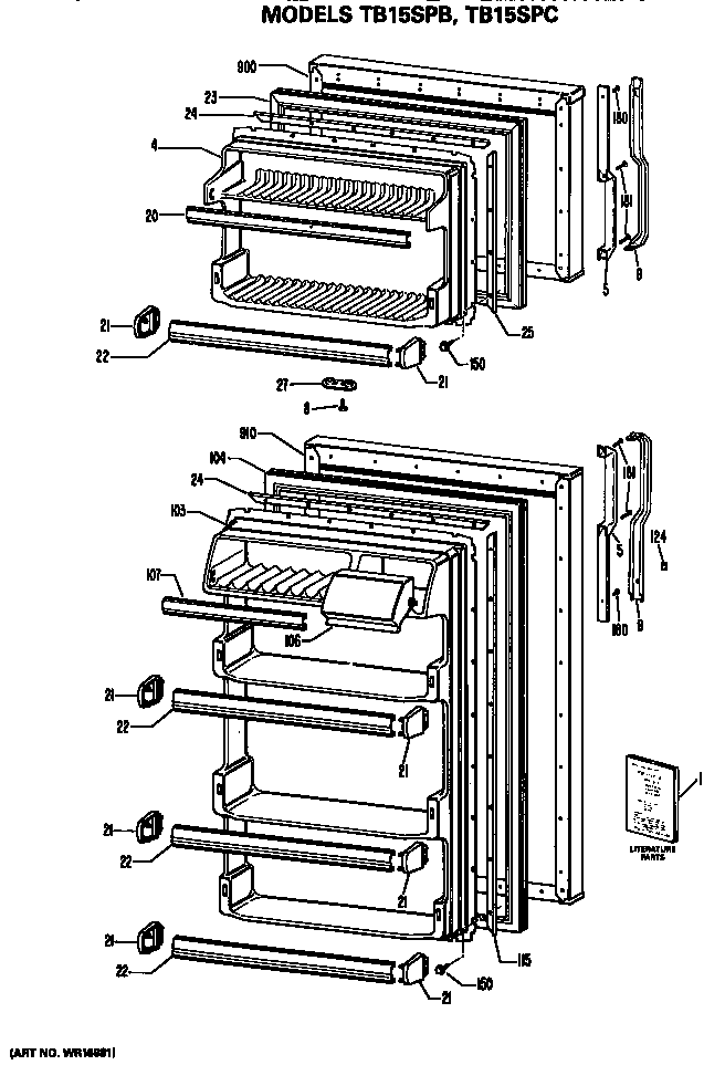 GE TB15SPBRWH doors diagram