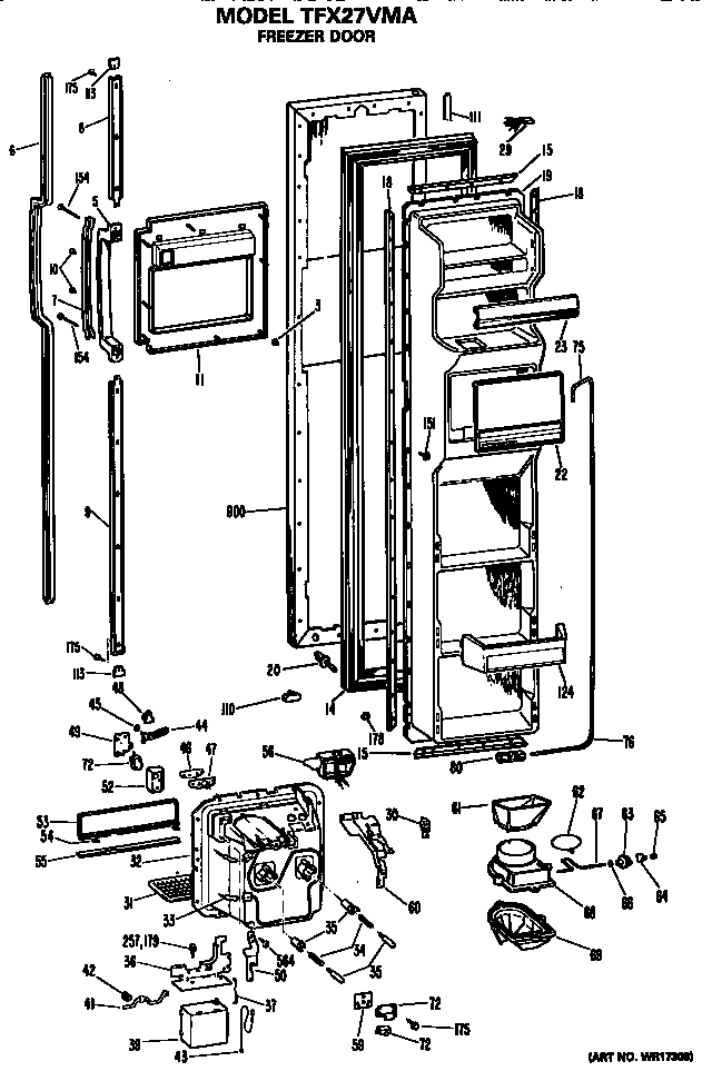 GE TFX27VMA freezer door diagram
