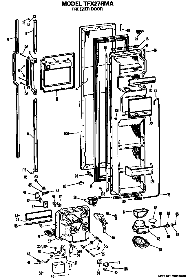 GE TFX27RMA freezer door diagram