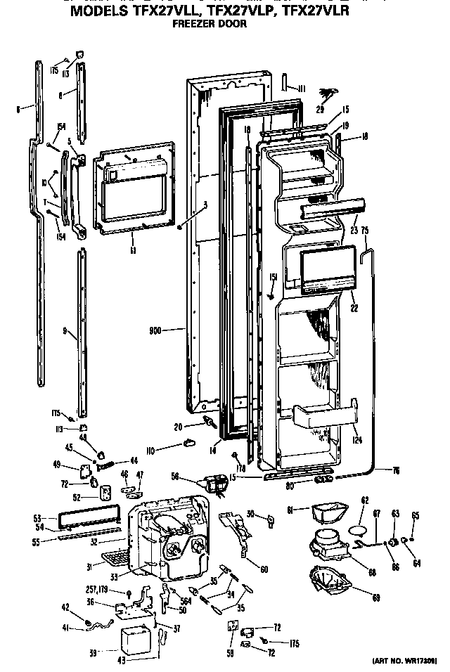 GE TFX27VLP freezer door diagram