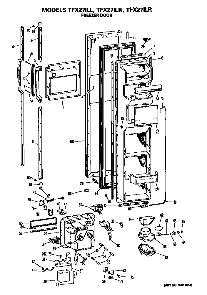GE TFX27ILR freezer door diagram