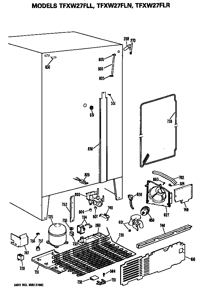 GE TFXW27FLN unit diagram