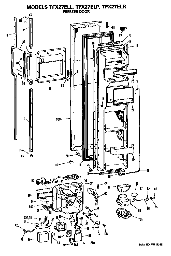 GE TFX27ELR freezer door diagram