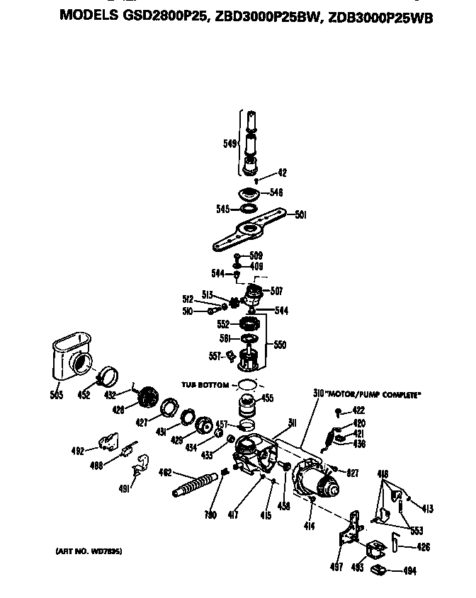 GE ZBD3000P25BW motor/pump diagram