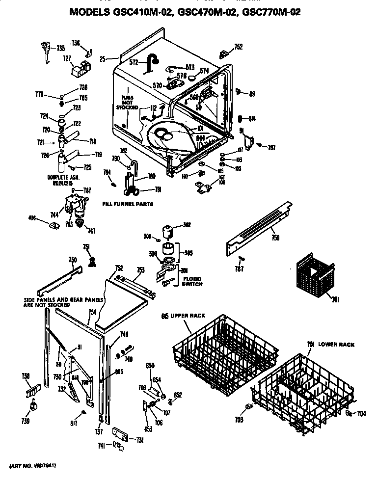 GE GSC470M-02 tub/racks diagram