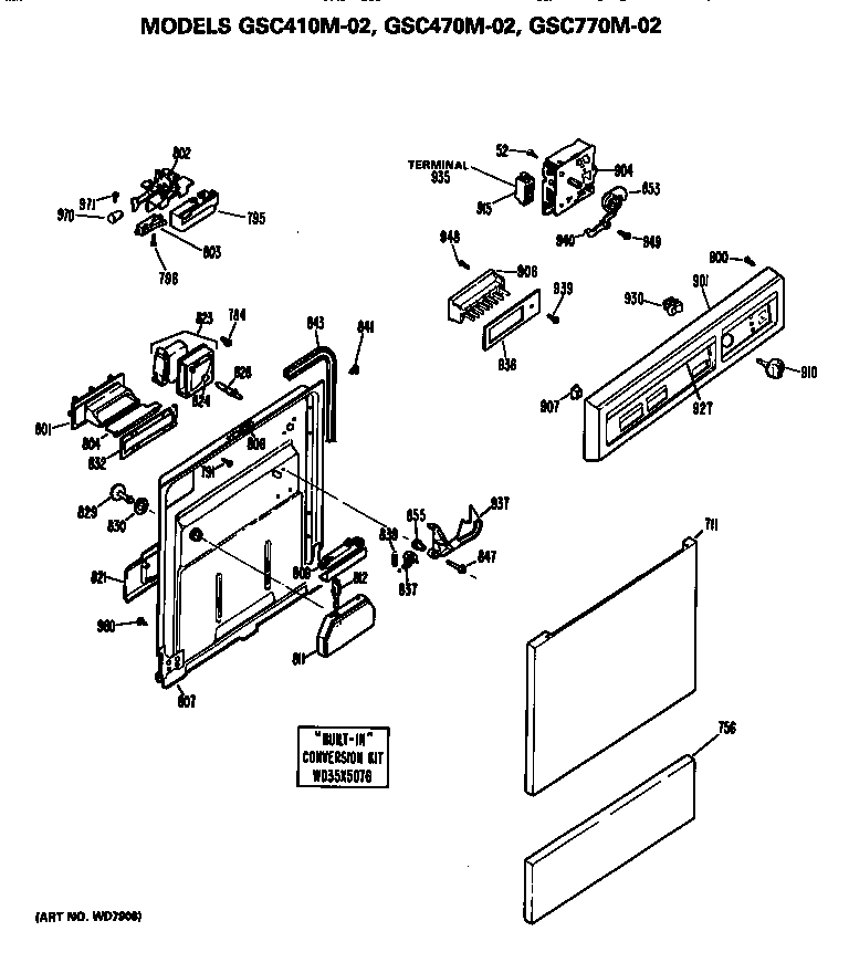 GE GSC470M-02 front/control panel diagram