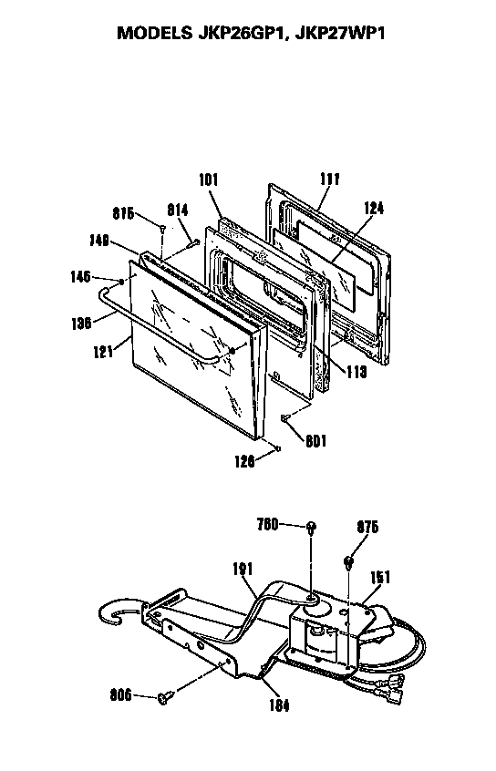 GE JKP27WP1 door diagram