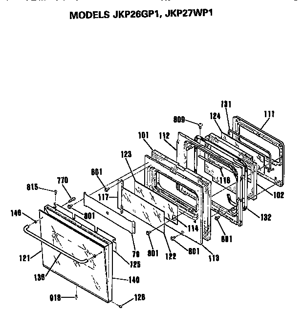GE JKP27WP1 door diagram