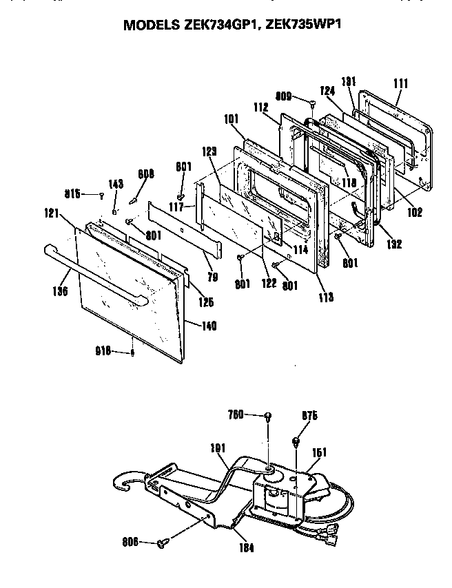 GE ZEK734GP1 door diagram