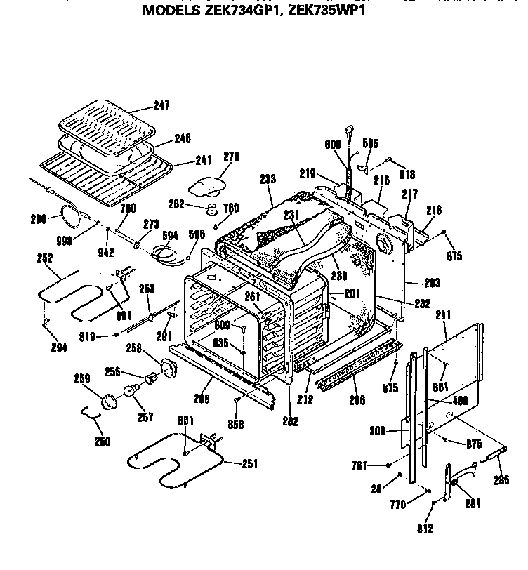 GE ZEK734GP1 main body diagram