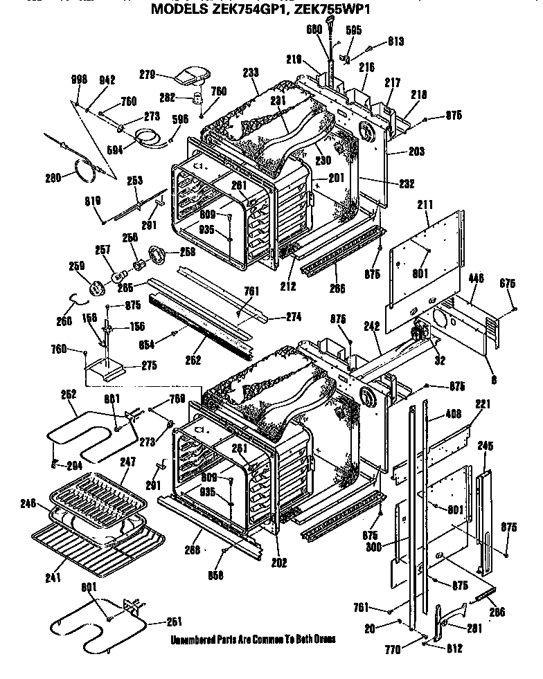 GE ZEK755WP1 main body diagram