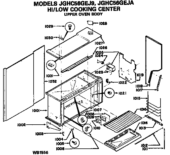 GE JGHC56GEJ9 upper oven body diagram