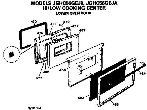 GE JGHC56GEJ9 lower oven door diagram