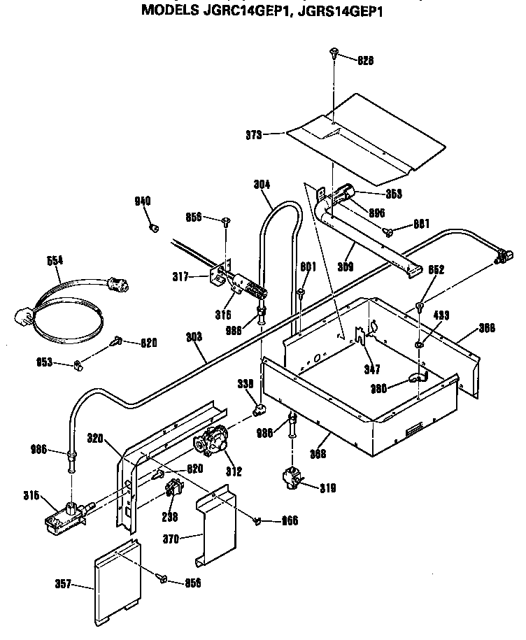 GE JGRC14GEP1 burner assembly diagram