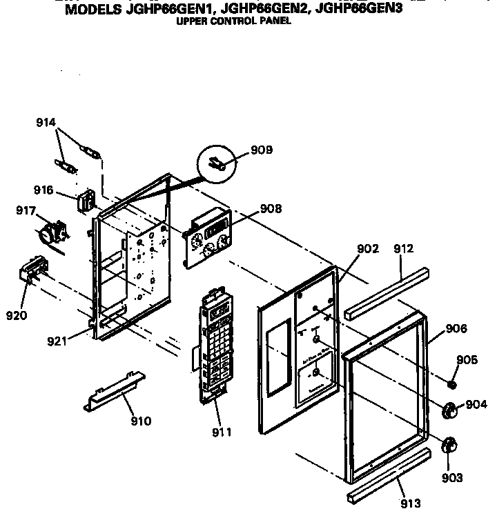 GE JGHP66GEN2 upper control panel diagram