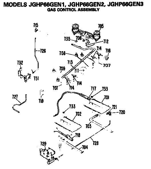 GE JGHP66GEN2 gas control assembly diagram