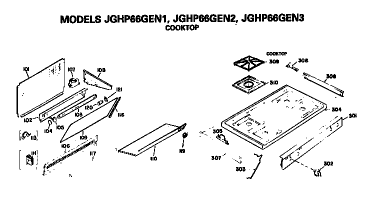 GE JGHP66GEN2 cooktop diagram