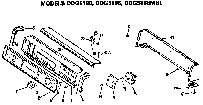 GE DDG7686MBL backsplash for ddg5180, 5886 and 5888mbl diagram