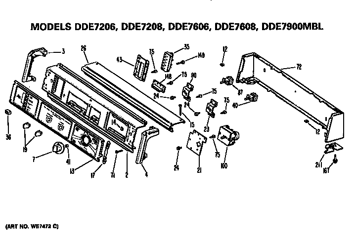 GE DDE7608MBL backsplash diagram